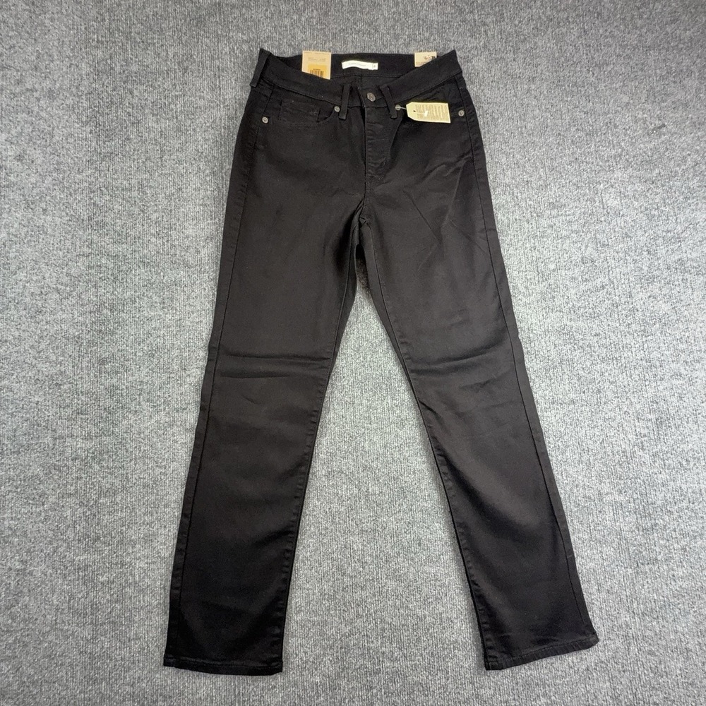 Levis Classic Straight Jeans Womens 6 Black Mid Rise Stretch 39250-0001 W28 L30